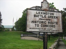 lexington concord ma battle massachusetts historic historical markers route waymarking parker revenge improvements avenue intersection safety sign history bsc